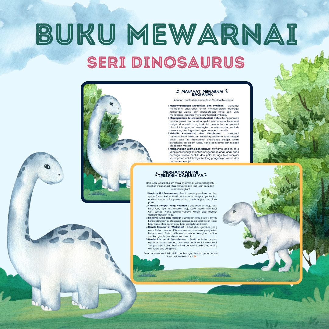 Buku Mewarnai Seri Dinosaurus