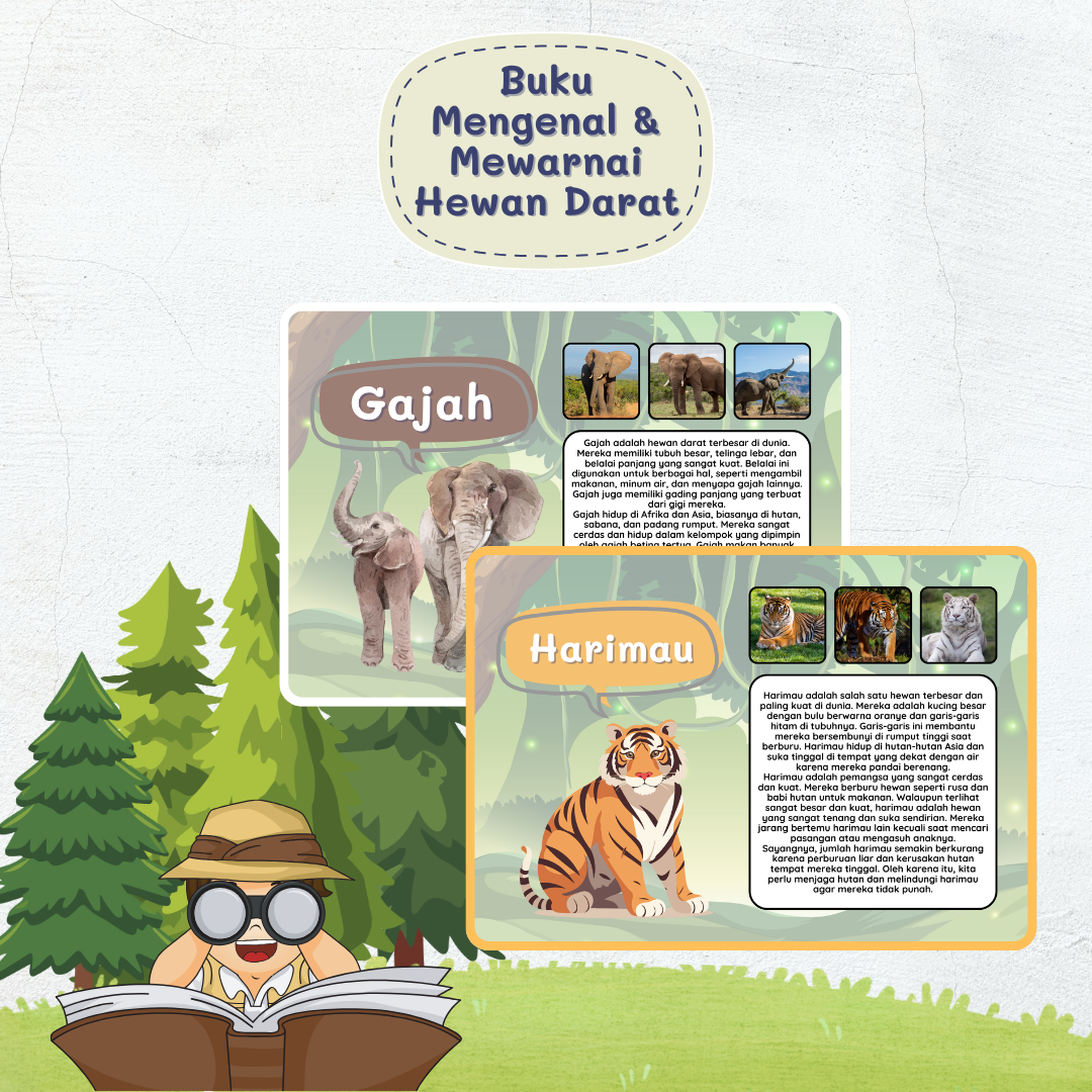 Buku Mengenal & Mewarnai Hewan Darat