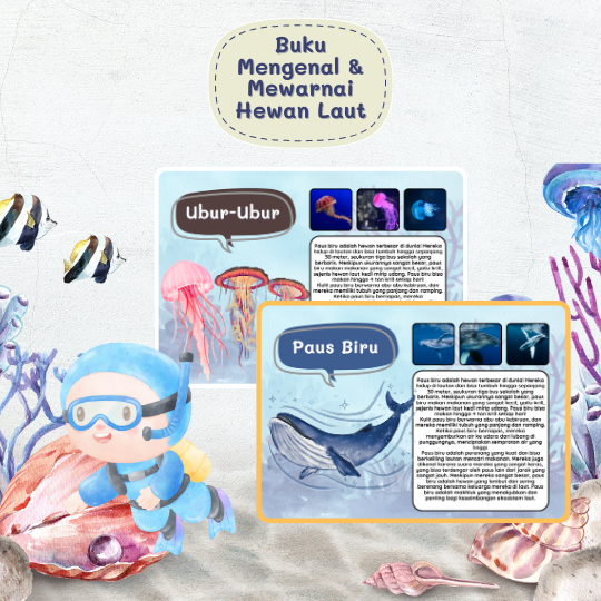 Buku Mengenal & Mewarnai Hewan Laut